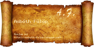 Asbóth Fülöp névjegykártya
